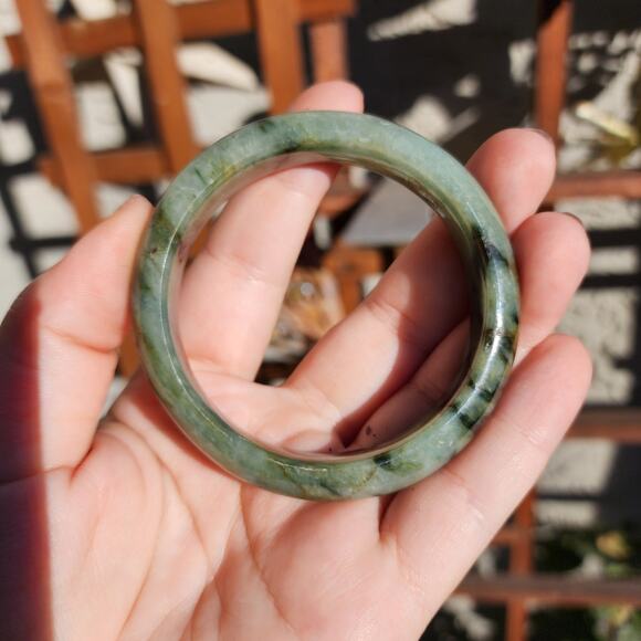 Jadeite Jade Bangle Green Natural Semi Translucent 284ct Myanmar Burma Bracelet - Picture 9 of 17